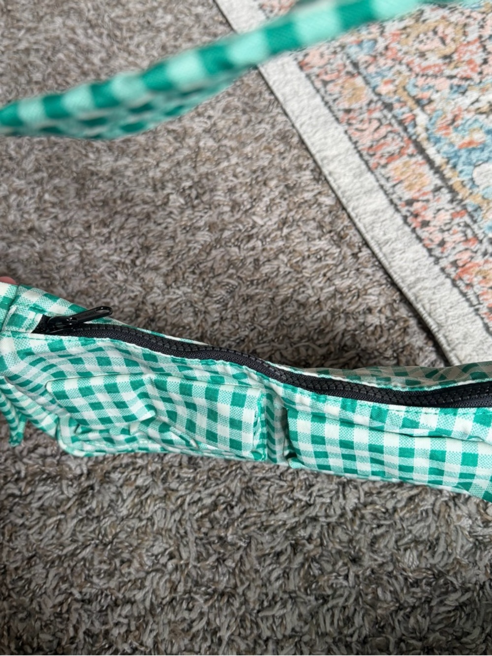 Baggu Green White Gingham Cargo Shoulder Bag - Picture 5 of 6